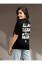 Baskılı Oversize T-shirt - Siyah
