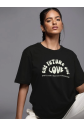 Baskılı Oversize T-shirt - Siyah