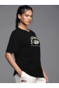 Baskılı Oversize T-shirt - Siyah