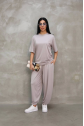 Osy Modal Yumuşak Dokulu Kumaş Oversize Bisiklet Yaka T-shirt Jogger Eşofman Altı Eşofman Takımı - Gri