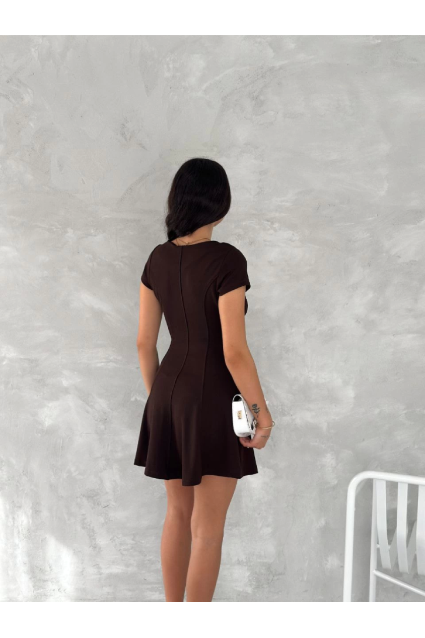 Kısa Kollu Mini Elbise - Füme
