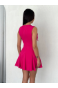 Göğüs Bağlamalı Kolsuz Mini Boy Elbise - Pembe