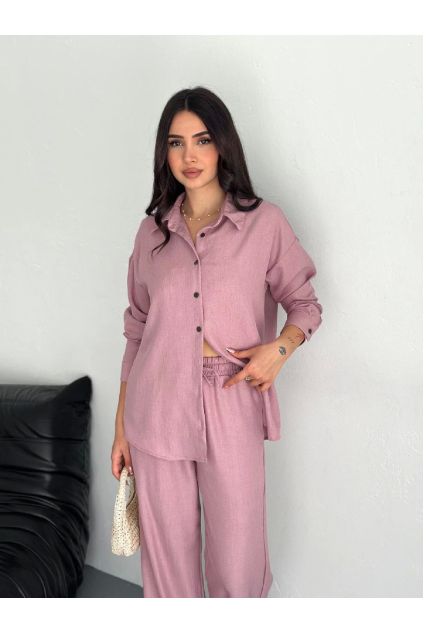 Gömlek Pantolon Ikili Takım - Toz Pembe