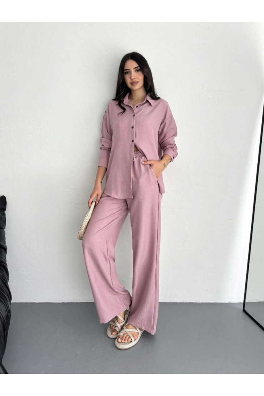 Gömlek Pantolon Ikili Takım - Toz Pembe