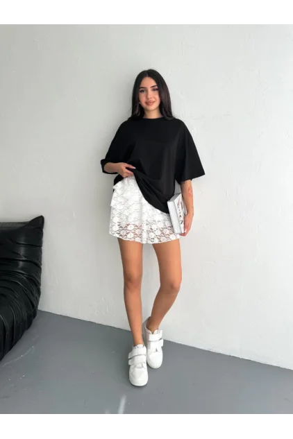 Dantel Şortlu Etek - Beyaz