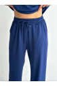 Osy Modal Yumuşak Dokulu Kumaş Kısa Kollu Yakalı T-shirt Pantalon Ikili Takım- Lacivert