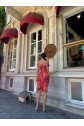 Kadın Madonna Yaka Dalga Desen Midi Boy şifon Elbise