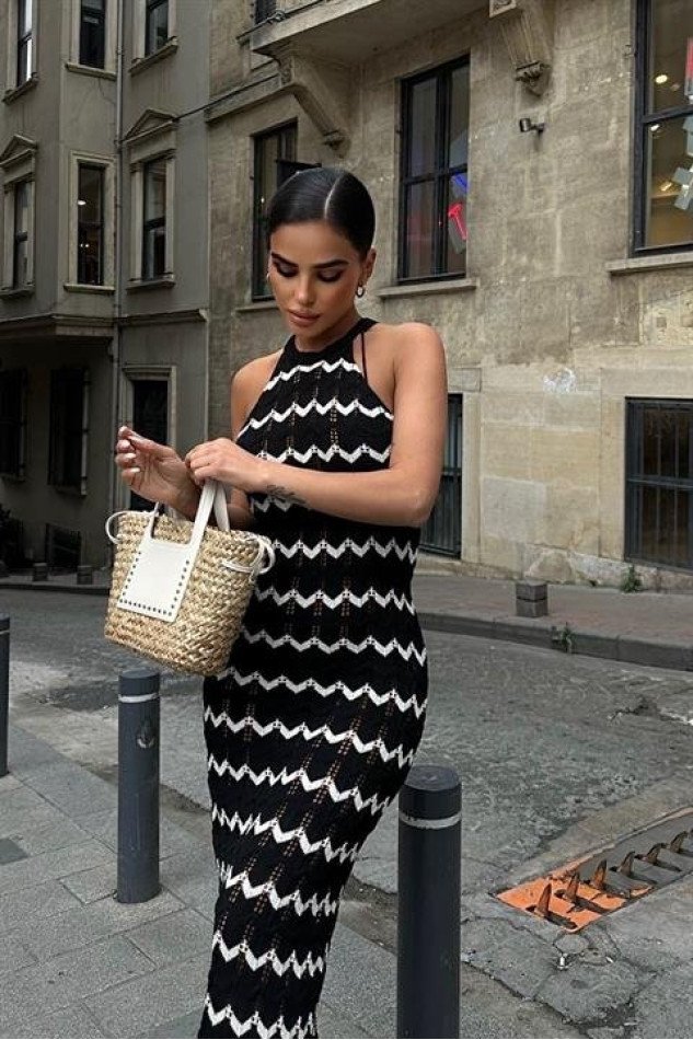 Melina Ajurlu Halter Yaka Elbise 2774