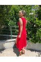 Kadın Kalın Askılı V Yaka Yırtmaç Detay Viskon Elbise