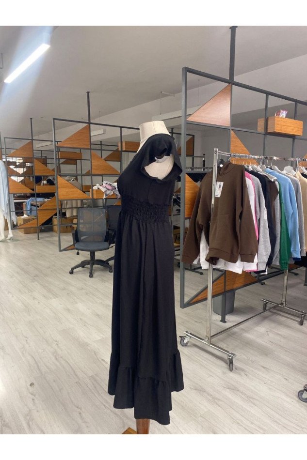 Kadın Kruvaze Yaka Beli Gipeli Bürümcük Kumaş Elbise