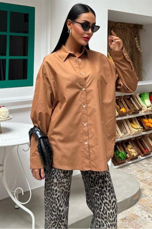 Klasik Oversize Poplin Gömlek 3421