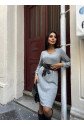 Kadın Uzun Kollu V Yaka Uzun Kol şardonlu Kaşkorse Midi Elbise