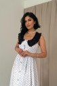 Beyaz Puantiyeli Bebe Yaka Elbise
