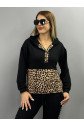 Kadın Uzun Kollu Leopar Detay Sweat Ve Yanı Leopar şerit Detay Pantolon Ikili Takım