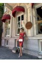 Kadın Madonna Yaka Dalga Desen Midi Boy şifon Elbise