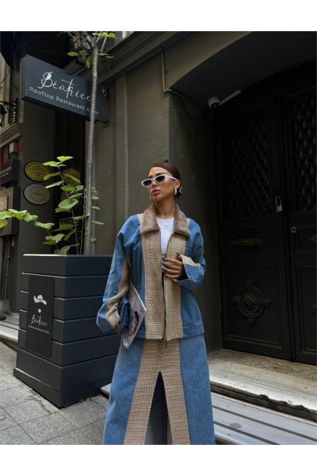 CHANEL GARNİLİ KOT MONT - Bej