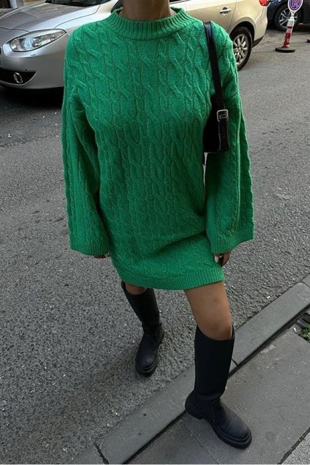 Melanie Örgü Desen Mini Elbise 2537-02