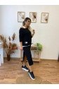 Kadın Uzun Kollu Tek Omuzu Açık Viskon Bluz Içi Atletli Ve Yandan şeritli üçlü Viskon Ikili Takım