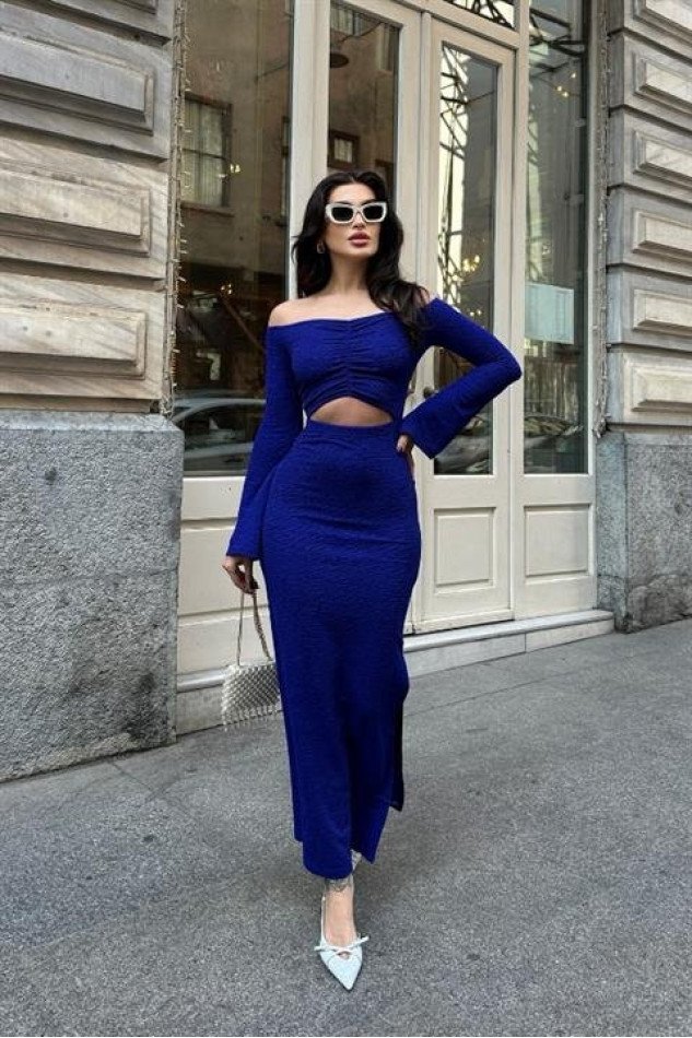Lita Cut Out Büzgülü Elbise 2715-8