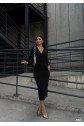Kadın Uzun Kollu Kruvaze Yaka Büzgü Ve Balon Kol Detay Krep Kumaş Maxi Boy Elbise