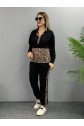 Kadın Uzun Kollu Leopar Detay Sweat Ve Yanı Leopar şerit Detay Pantolon Ikili Takım