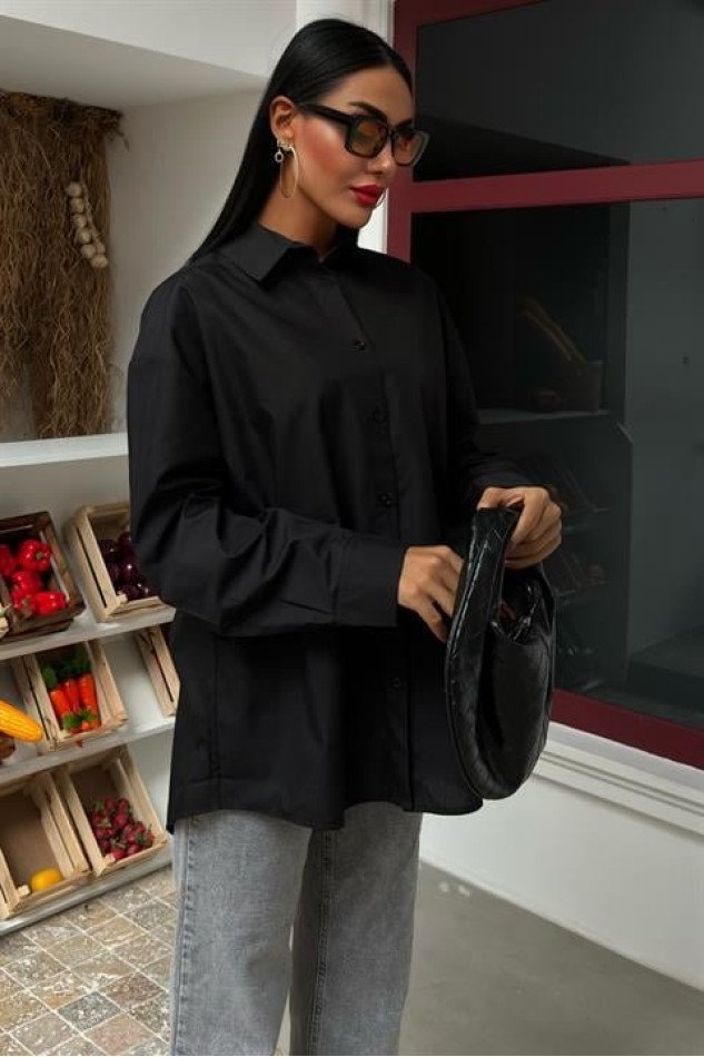 Klasik Oversize Poplin Gömlek 3421