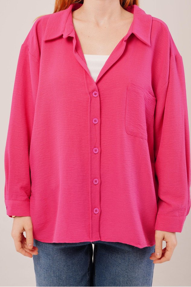 Basic Oversize Fuşya Gömlek