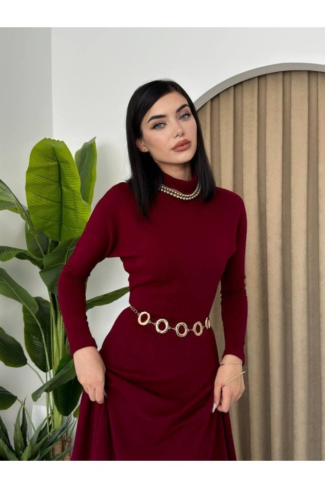 Dina Boğazlı Midi Elbise