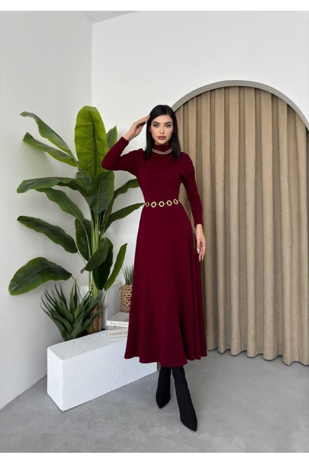Dina Boğazlı Midi Elbise