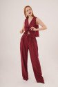 Ön Bağlama Detaylı Yelek Ve Pantolon Bordo İkili Takım