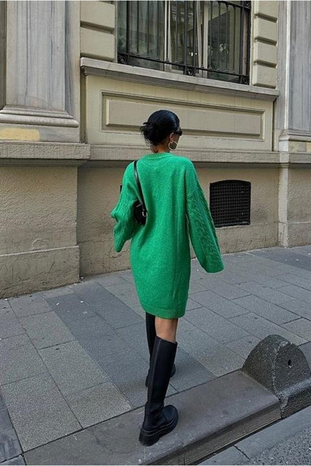 Melanie Örgü Desen Mini Elbise 2537-02