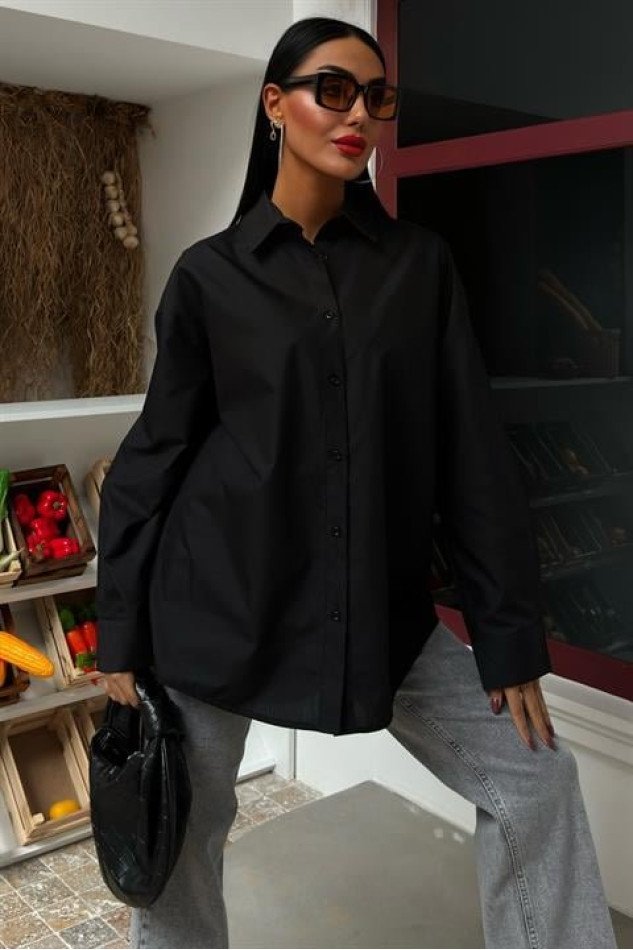 Klasik Oversize Poplin Gömlek 3421