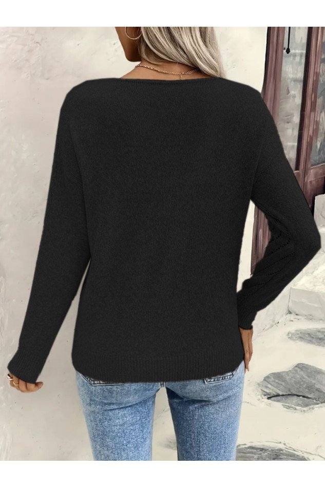 Kadın Uzun Kollu V Yakalı Triko Bluz
