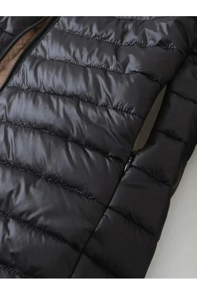 Kadın Uzun Kollu Kapşonlu Cep Detaylı Fermuarlı Orta Boy Mont