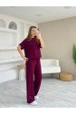Kadın Modal Kumaş V Yaka Tişört Ve Bol Kesim Pantolon Ikili Takım