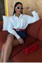 Alicia Papatya Nakışlı Gömlek 3389-08