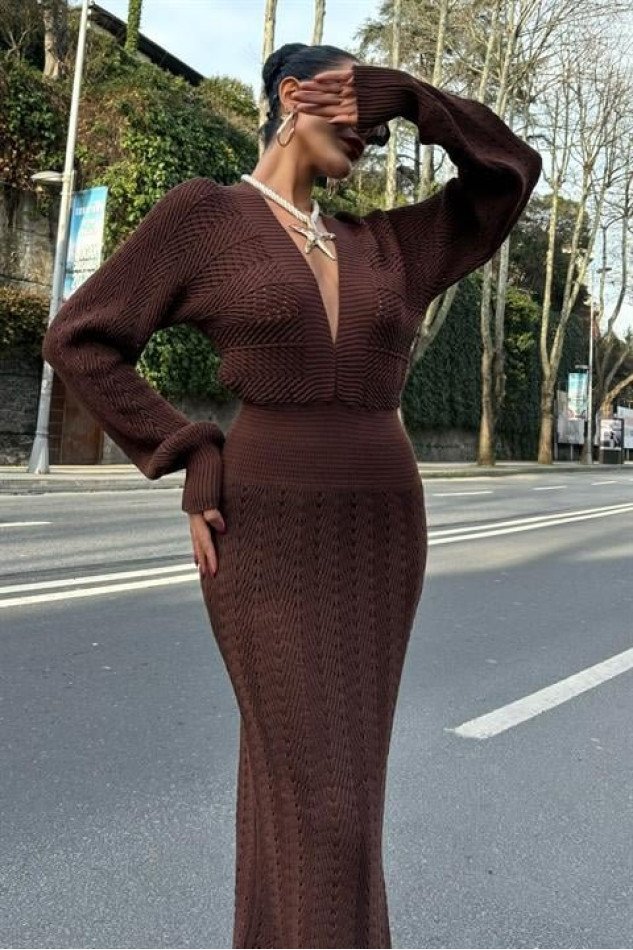 Laura Derin Dekolte Kroşe Elbise 2712-0025