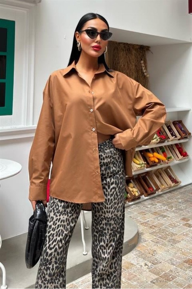 Klasik Oversize Poplin Gömlek 3421