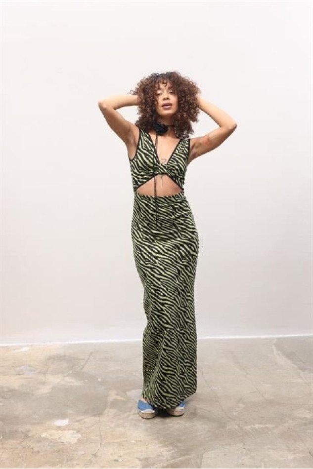 Bellatrix Cut Out Jakarlı Elbise 2677-8