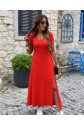 Kadın Kısa Kollu V Yaka Maxi Boy Elbise 124 Cm