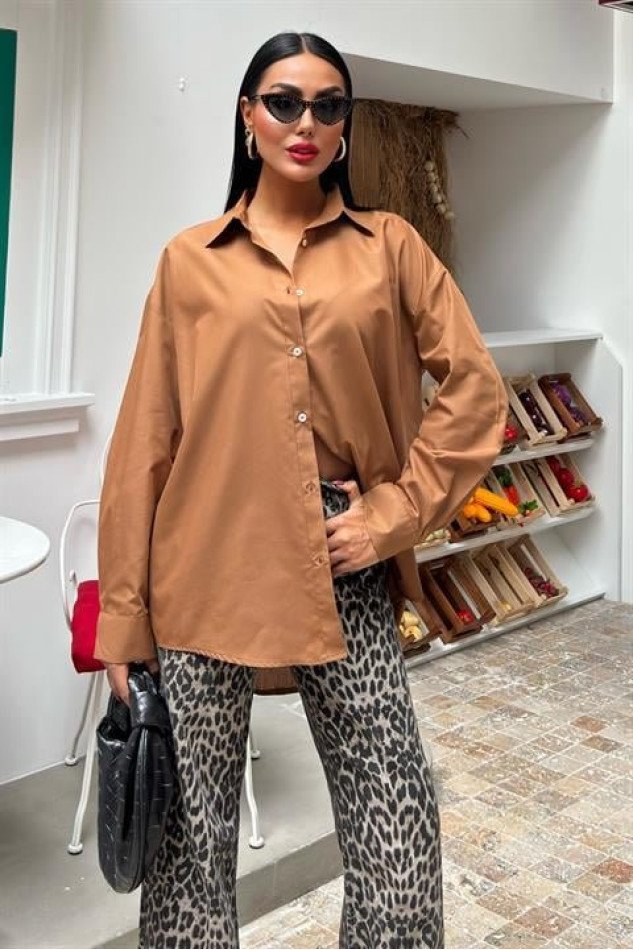 Klasik Oversize Poplin Gömlek 3421