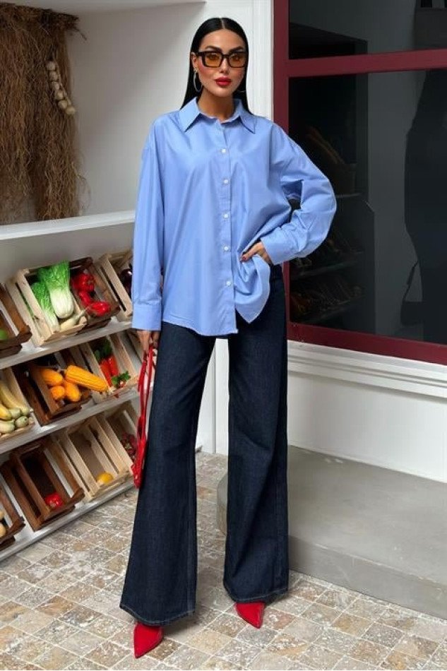 Klasik Oversize Poplin Gömlek 3421