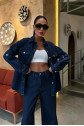 Gömlek Ve Palazzo Pantolon Klasik Denim Takım 10070