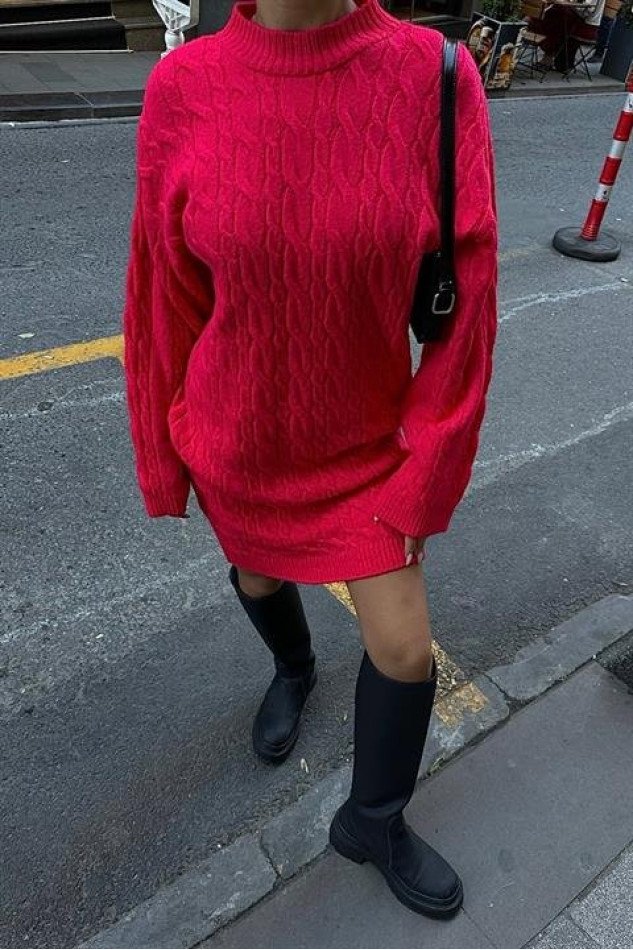 Melanie Örgü Desen Mini Elbise 2537-02