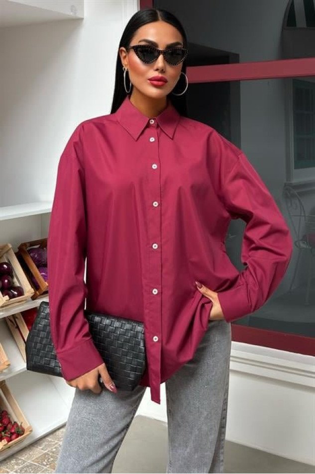Klasik Oversize Poplin Gömlek 3421