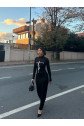 Kadın Uzun Kollu Boğazlı Baskı Detaylı Viskon Tam Boy Elbise