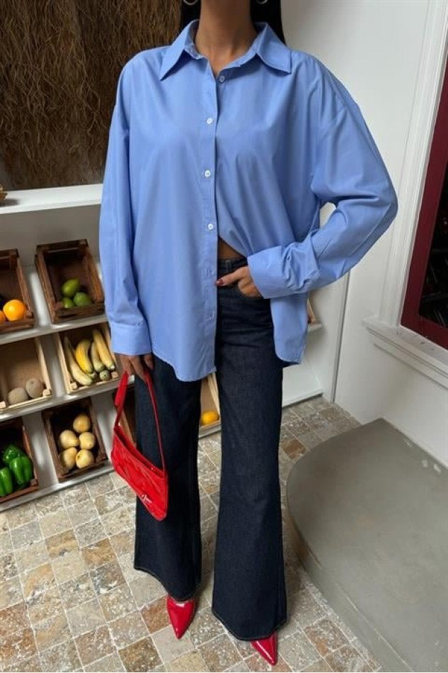 Klasik Oversize Poplin Gömlek 3421