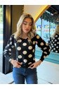 Kadın Uzun Kollu Bisiklet Yaka Kollar Geniş Kol Ağzı Manşetli Iki Düğmeli Detay Krep Bluz