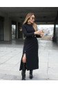 Kadın Uzun Kollu çıtçıtlı Viskon Krop Bluz Ve Yırtmaçlı Etek Istenildiğinde Elbise Olan Ikili Takım