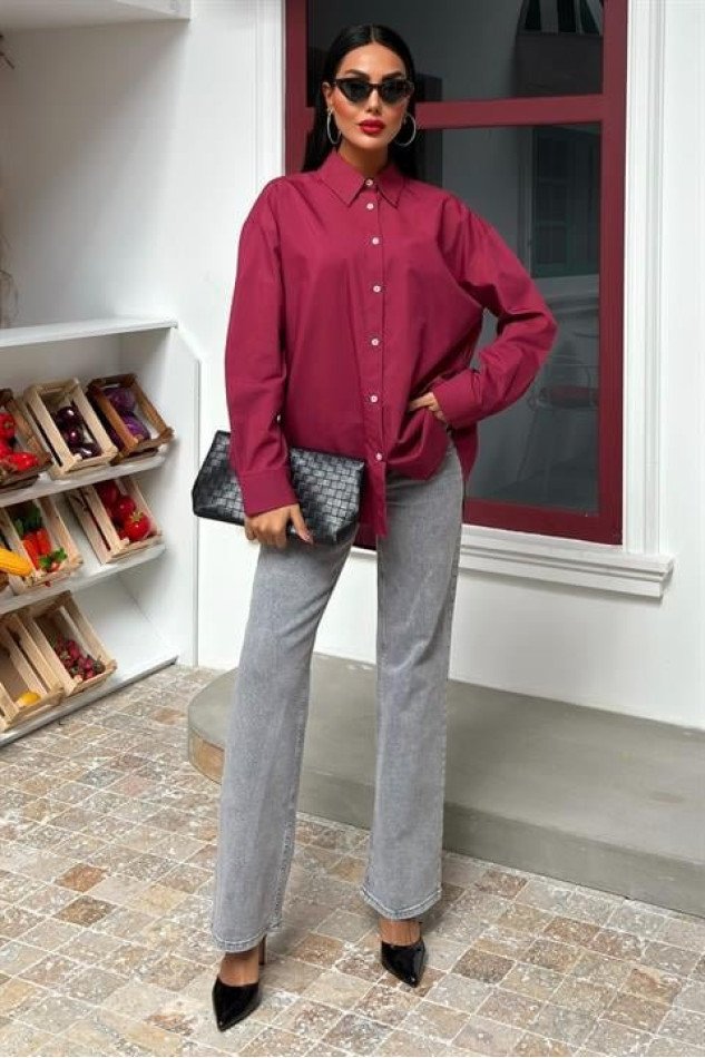 Klasik Oversize Poplin Gömlek 3421